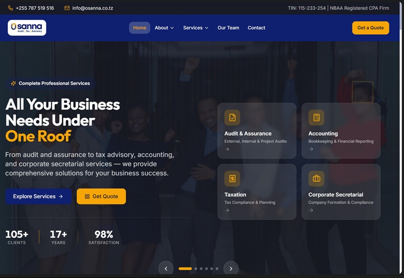 Professional services website design reference